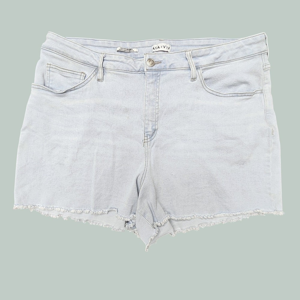 Ava & Viv Denim Shorts Women 20 Light Wash High Rise Frayed Raw Hem Cutoff Beach